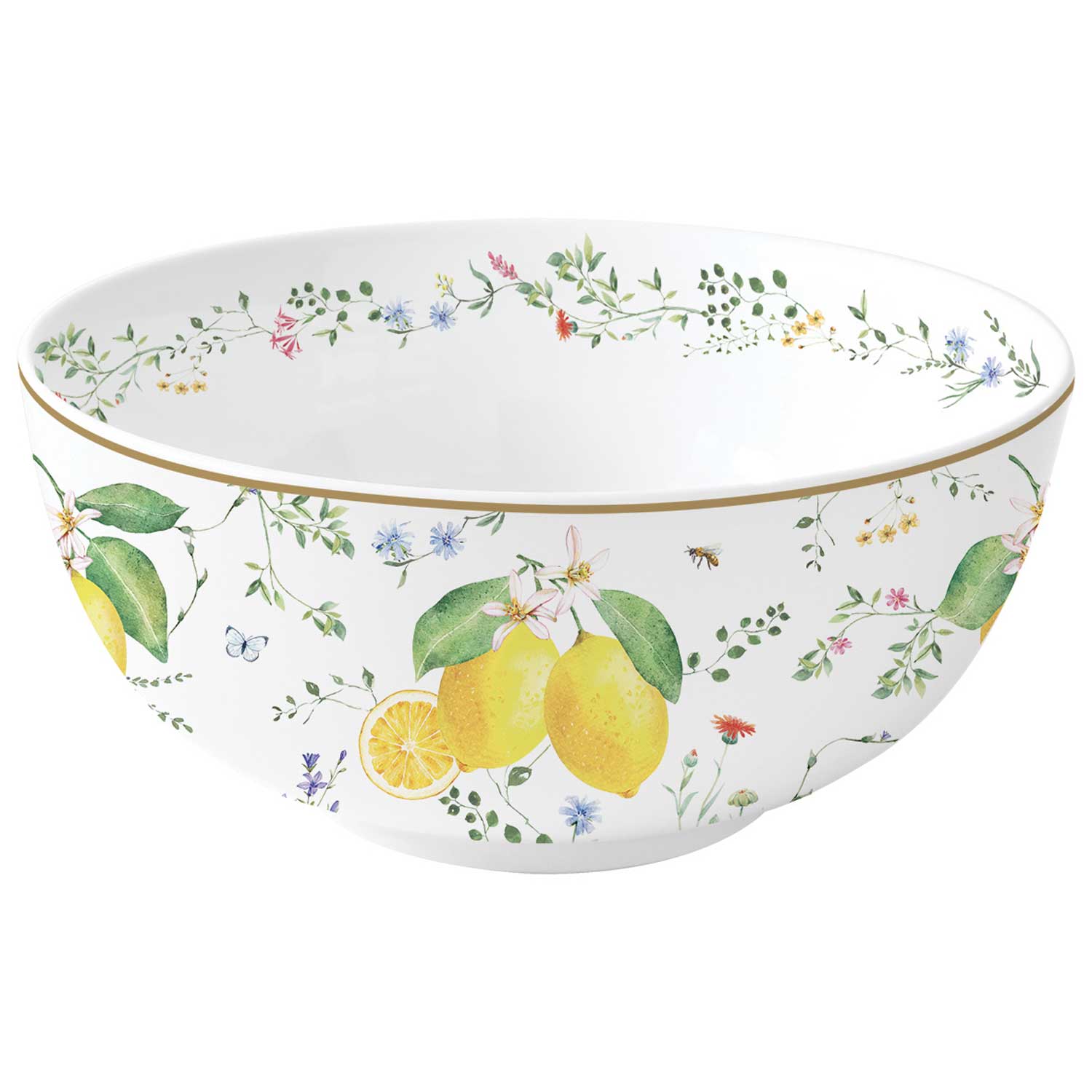Tálca Mediterrán porcelán citrom mintás nagy tál 23 cm Fleurs et Citrons