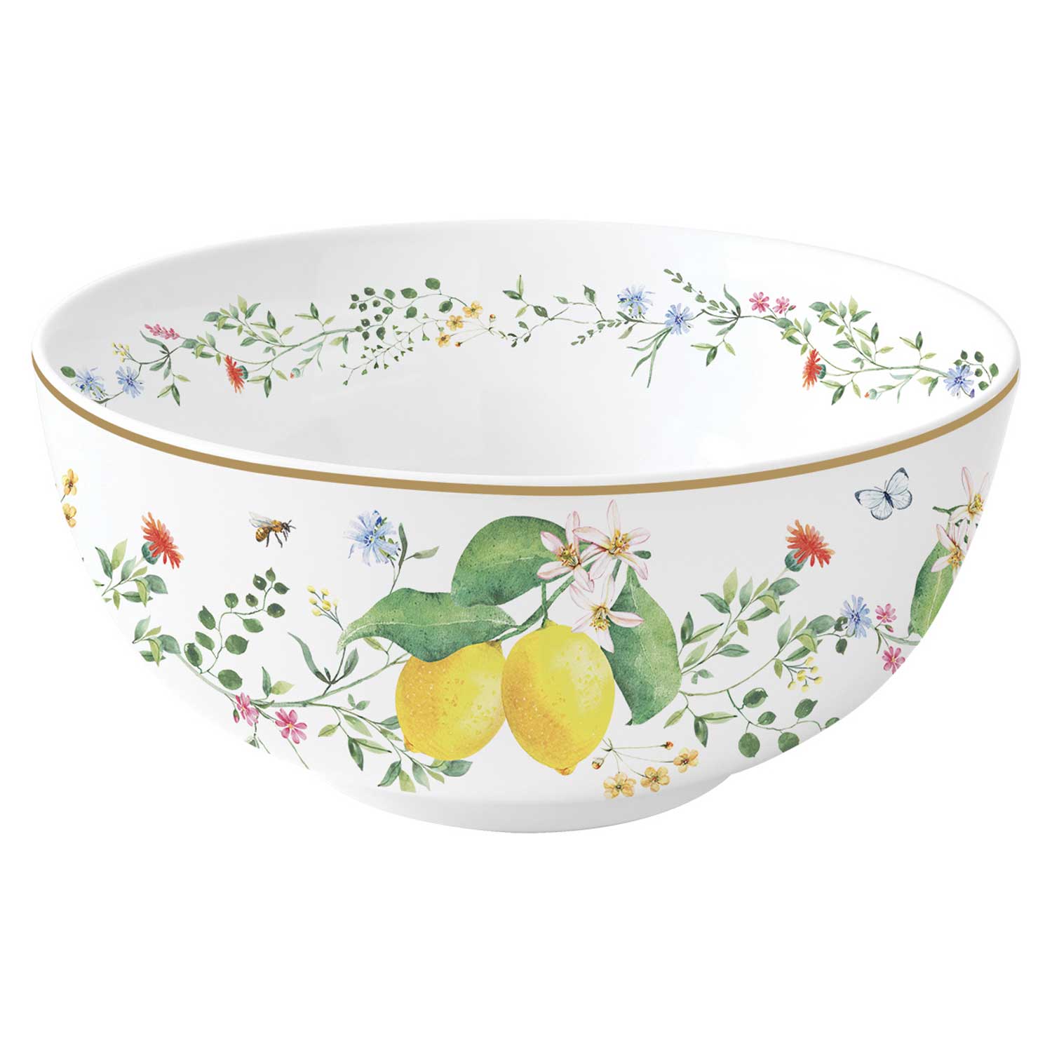 Tálca Mediterrán porcelán citrom mintás tál 15 cm Fleurs et Citrons