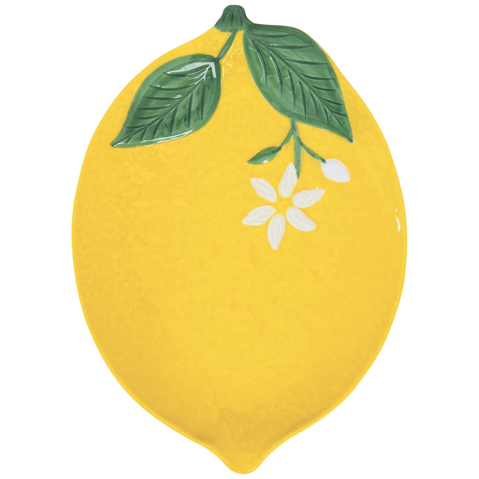 Tálca Mediterrán porcelán sárga citrom kínáló tál 30x22 cm Fleurs et Citrons