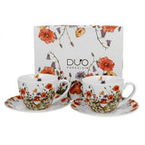 Mezei virág – pipacsos porcelán csésze aljjal – 270 ml – 2 személyes készlet – Wild Bird