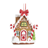 Karácsonyi dekoráció Mézeskalács házikó piros masnival függő karácsonyfadísz