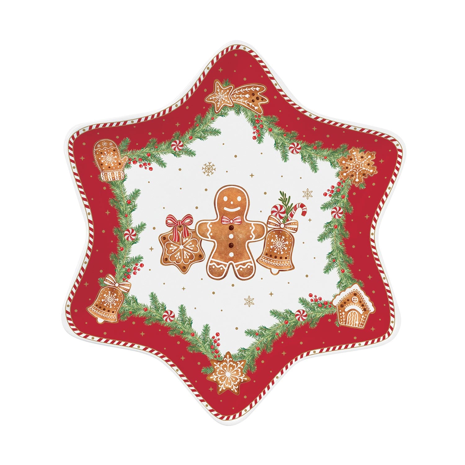 Tányér, étkészlet Mézeskalács Porcelán csillag alakú kínáló tálca