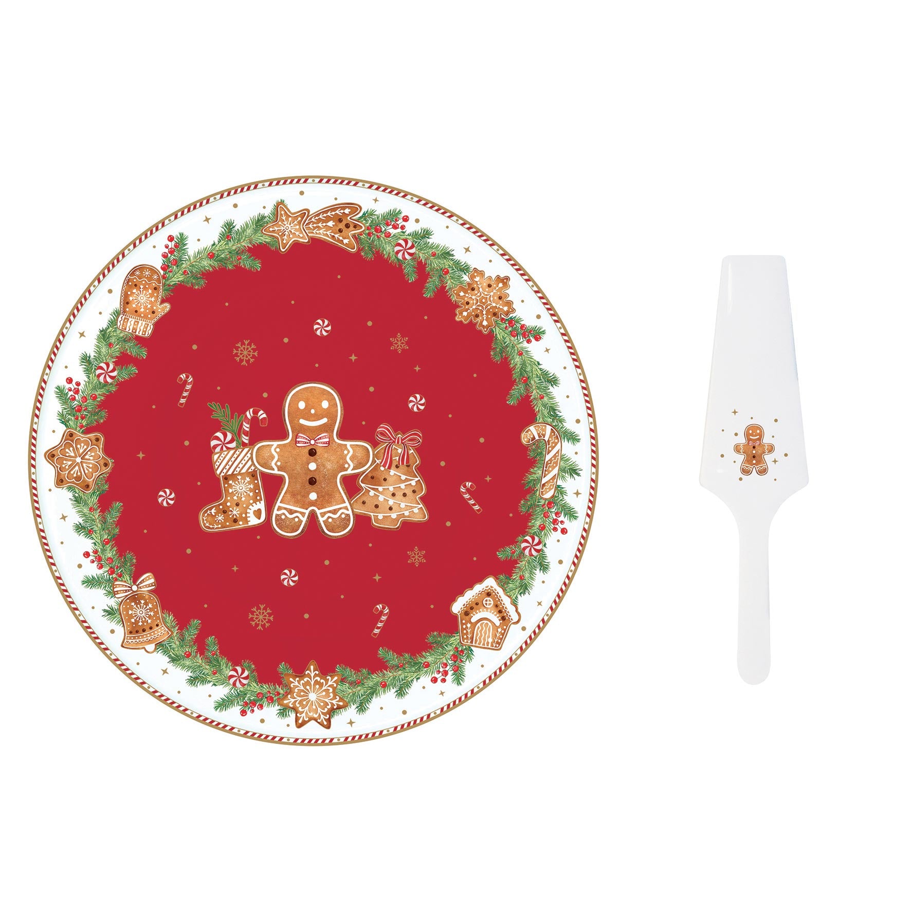Tányér, étkészlet Mézeskalács Porcelán tortatál lapáttal 32 cm
