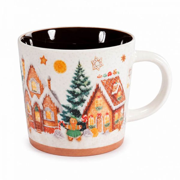 Karácsonyi porcelán bögre - 350 ml - Mézeskalácsos