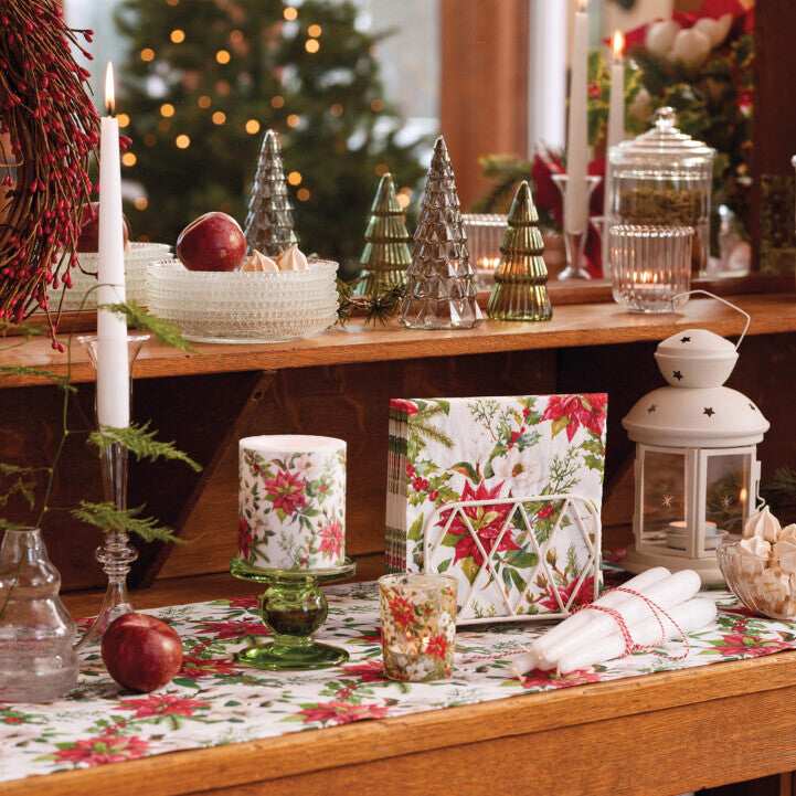 Szalvéta Mikulásvirágos karácsonyi papírszalvéta 25x25 cm Christmas florals