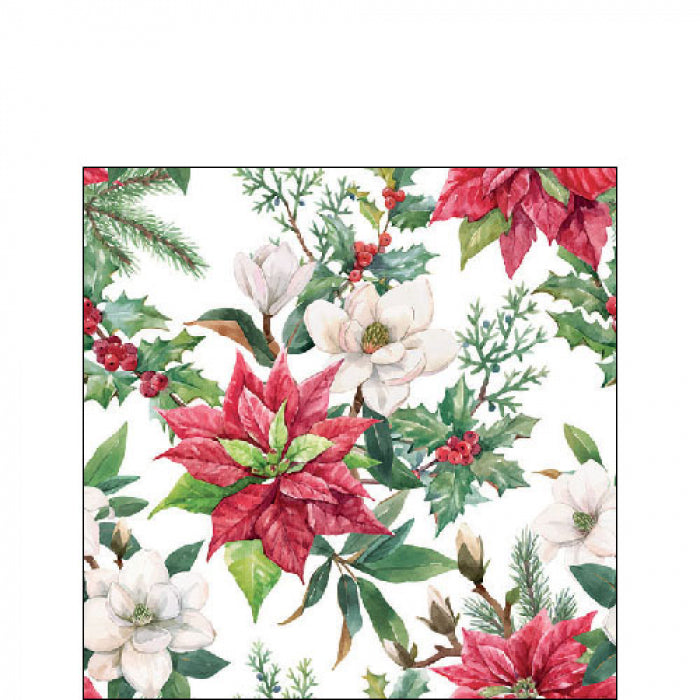 Szalvéta Mikulásvirágos karácsonyi papírszalvéta 25x25 cm Christmas florals