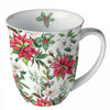 Bögre, csésze Mikulásvirágos porcelán karácsonyi bögre Christmas florals
