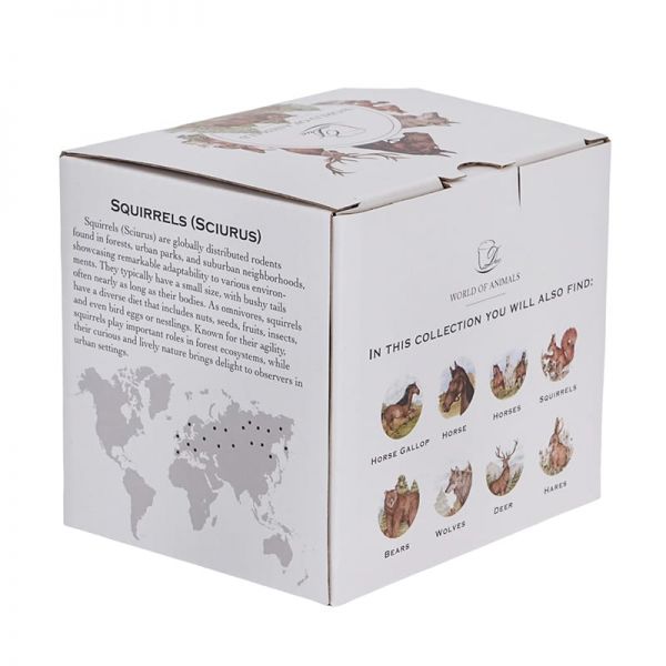 Mókusos porcelán bögre tetővel és fémszűrővel – 400 ml – díszdobozos