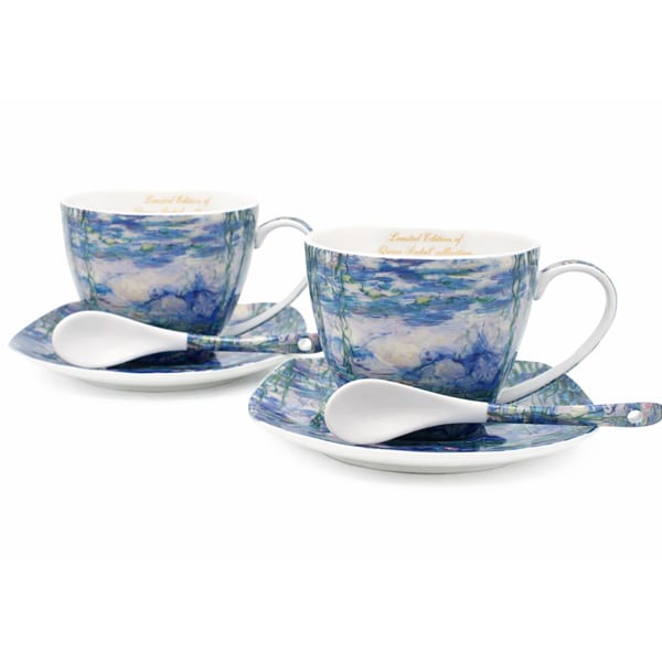 Monet porcelán csésze aljjal és kanállal szett 250 ml - díszdobozos - Vizililiomok