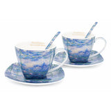 Monet porcelán csésze aljjal és kanállal szett 250 ml - díszdobozos - Vizililiomok