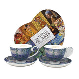 Monet porcelán csésze aljjal szett 250 ml - szív díszdobozos - Vizililiomok
