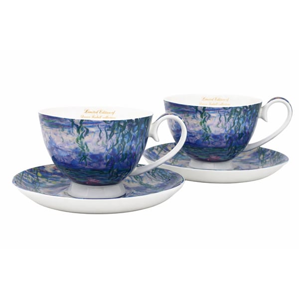 Monet porcelán csésze aljjal szett 250 ml - szív díszdobozos - Vizililiomok