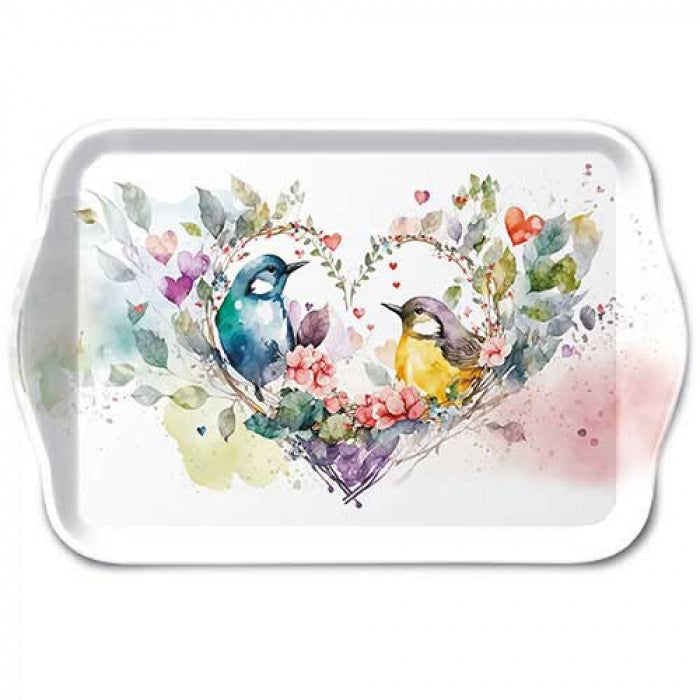 Tálca Műanyag konyhai tálca 13x21 cm Szerelmes madárkák