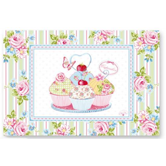 Tányéralátét, poháralátét Műanyag tányéralátét 45x30 cm GOURMANDISE STRIPE GREEN