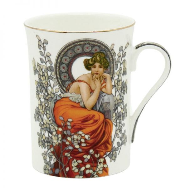Porcelán Mucha bögre 300 ml Topáz díszdobozban