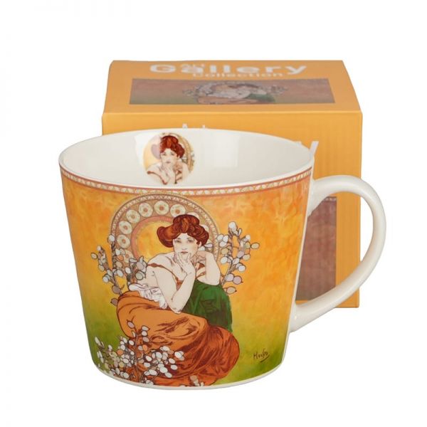 Mucha nagyméretű porcelán bögre 600 ml – Topáz