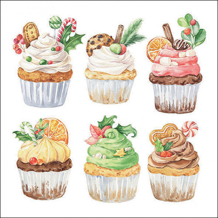 Szalvéta Muffinok karácsonyi három rétegű papírszalvéta 33x33 cm