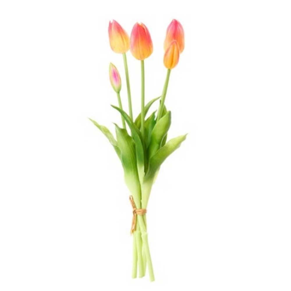 Művirág Tulipán csokor 5 db-os 40 cm fukszia-narancs