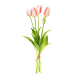 Művirág Tulipán csokor 5 db-os 40 cm fehér-fukszia