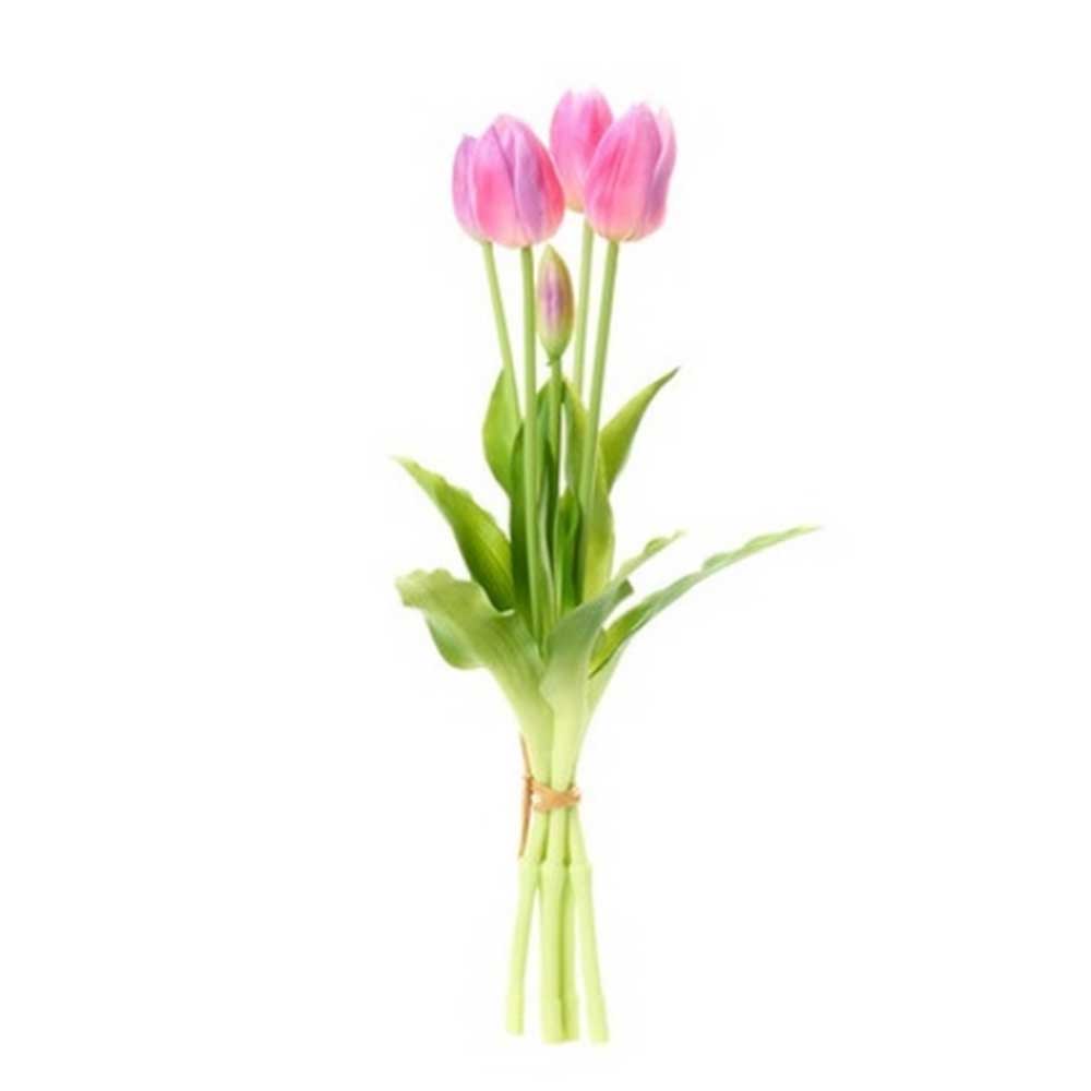 Művirág Tulipán csokor 5 db-os 40 cm viola-fukszia