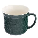 Nagy karácsonyi porcelán bögre fenyőfás dekorral - 640 ml - zöld