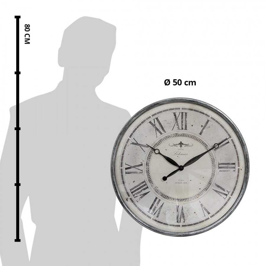 Falióra Nagyméretű antikolt falióra 50 cm szürke bézs