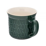 Bögre Nagyméretű karácsonyi zöld porcelán bögre fenyőfás 640 ml