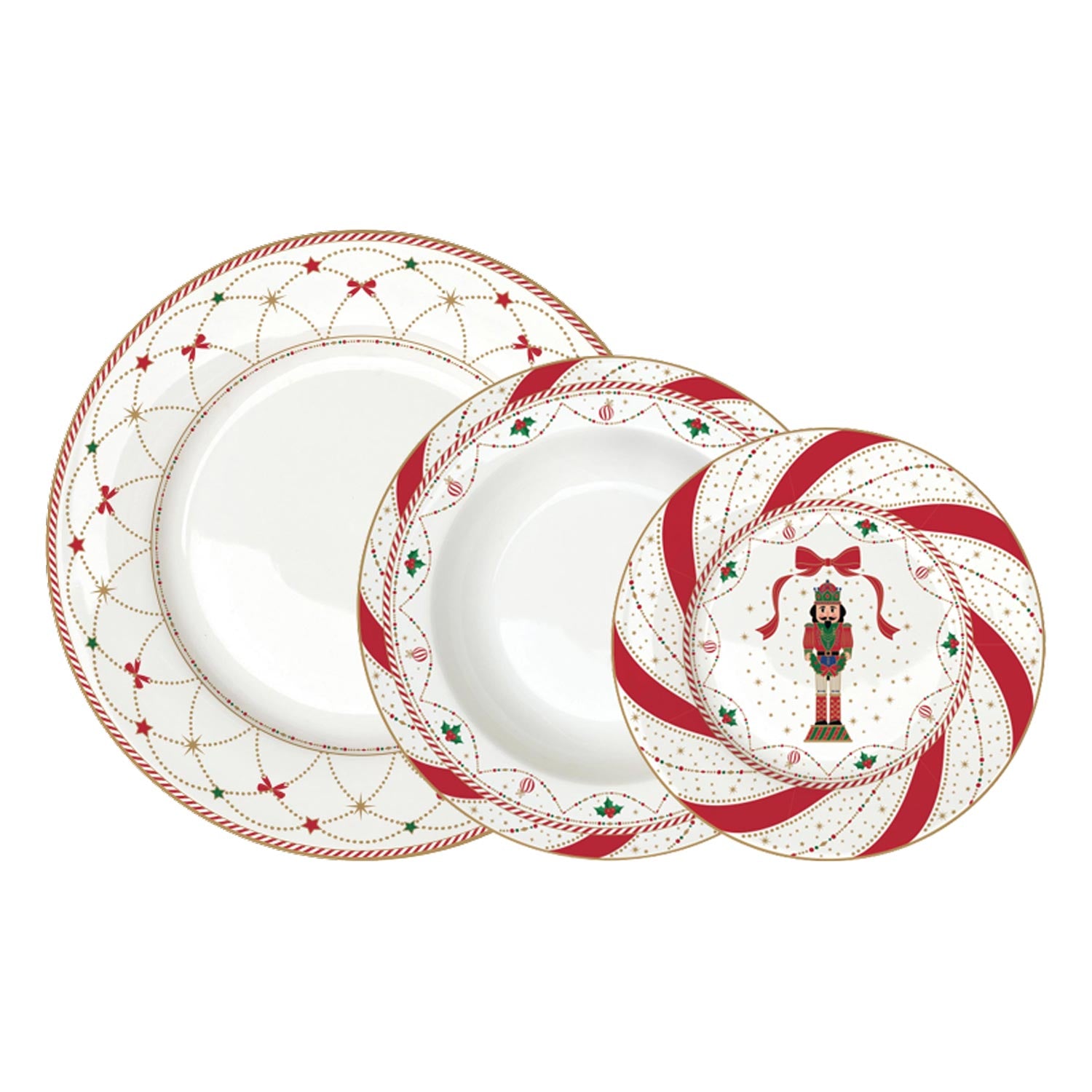 Tányér, étkészlet Nutcracker Twist karácsonyi porcelán 18 részes étkészlet