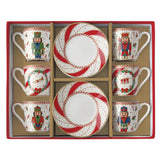 Bögre, csésze Nutcracker Twist karácsonyi porcelán 6 személyes kávés csésze szett díszdobozban