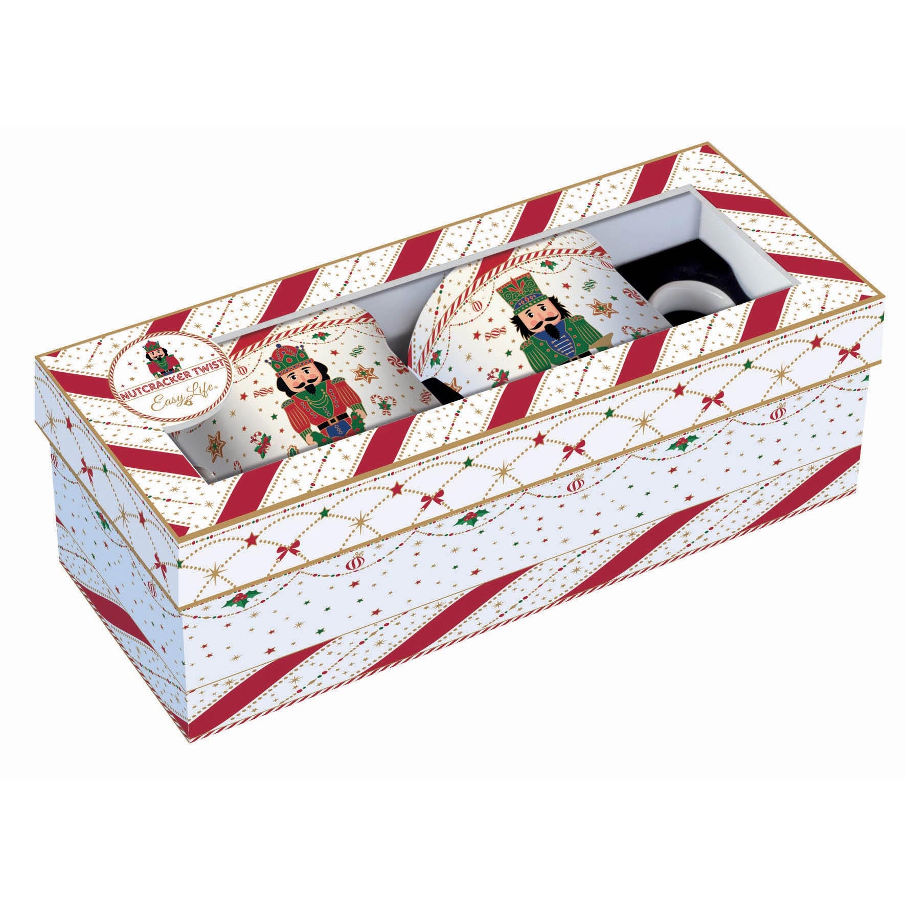 Bögre, csésze Nutcracker Twist karácsonyi porcelán bögre 2 db díszdobozban