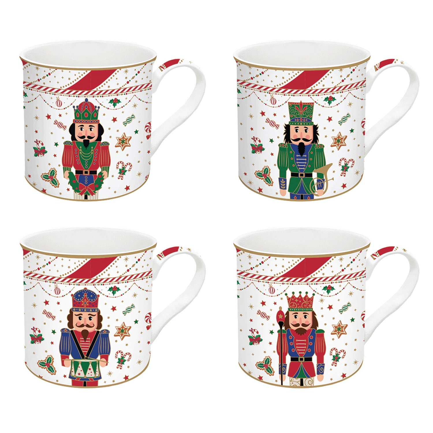 Bögre, csésze Nutcracker Twist karácsonyi porcelán bögre 4 db díszdobozban