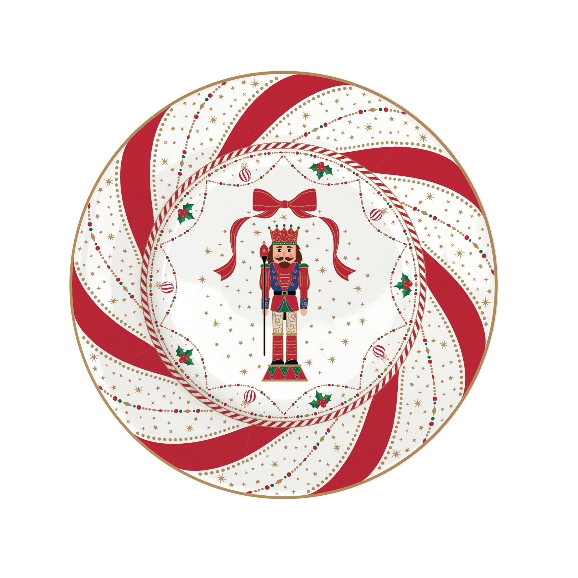 Tányér, étkészlet Nutcracker Twist karácsonyi porcelán desszertes tányér 4 db szett