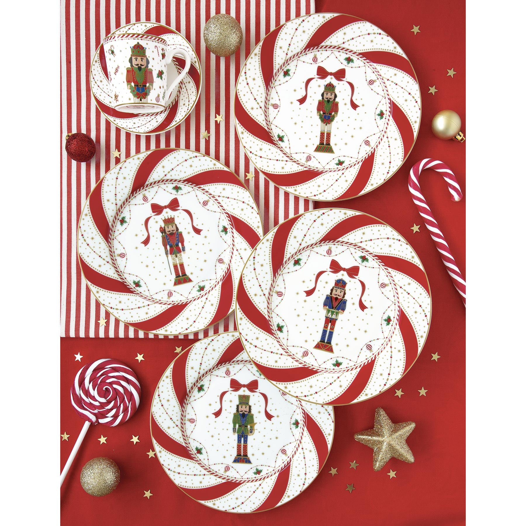Tányér, étkészlet Nutcracker Twist karácsonyi porcelán desszertes tányér