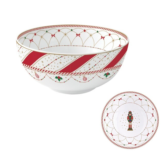 Tálka Nutcracker Twist karácsonyi porcelán tál kerek 15 cm