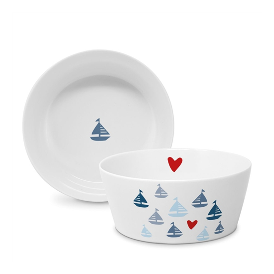 Tálka Nyári hajó mintás porcelán tálka