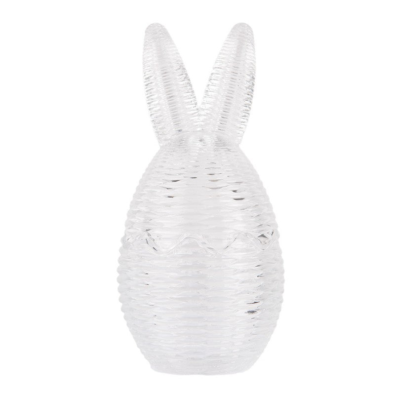Nyuszi füles húsvéti bonbonier cukortartó Ø 8x17 cm csíkos üveg