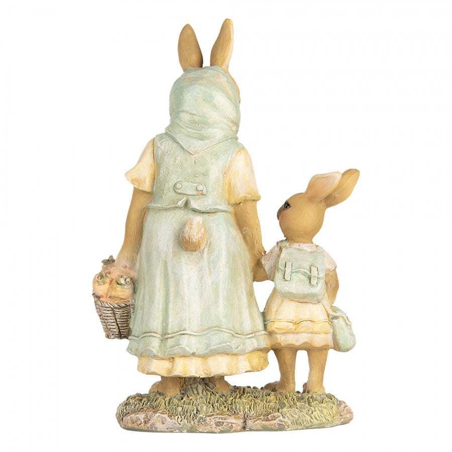 Nyuszi mama nyuszi kislánnyal sétál húsvéti dekoráció figura
