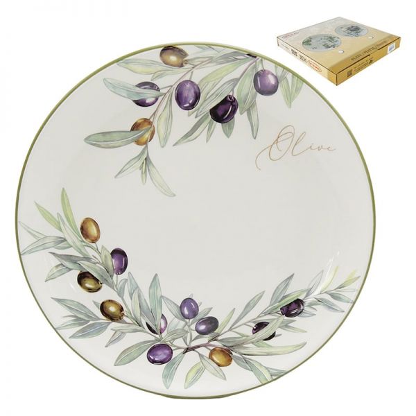 Olivabogyós kerámia kistányér - 21 cm - Olive