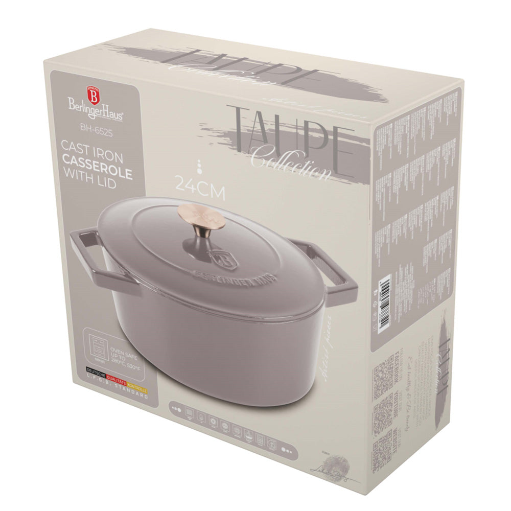 Öntöttvas alacsony lábas 24 cm Indukciós Berlinger Haus Taupe Collection