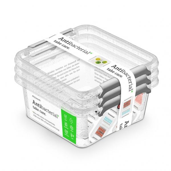 Antibakteriális műanyag ételtároló doboz szett - 3x850 ml Orplast