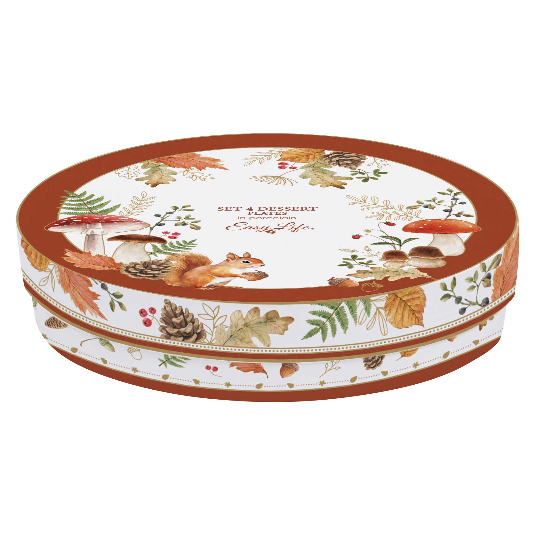 Tányér, étkészlet Őszi porcelán desszertes tányér 4 db szett díszdobozban Autumn Breeze