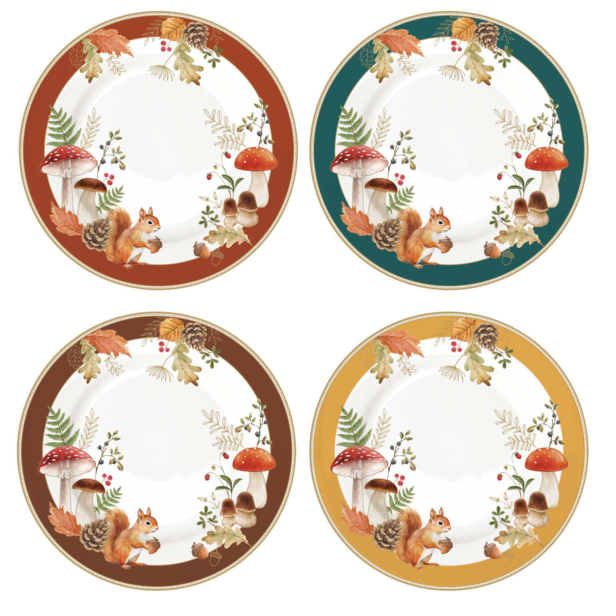 Tányér, étkészlet Őszi porcelán desszertes tányér 4 db szett díszdobozban Autumn Breeze