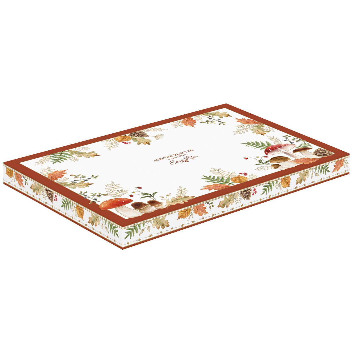 Tál Őszi porcelán kínáló tál gomba dekorral díszdobozban Autumn Breeze