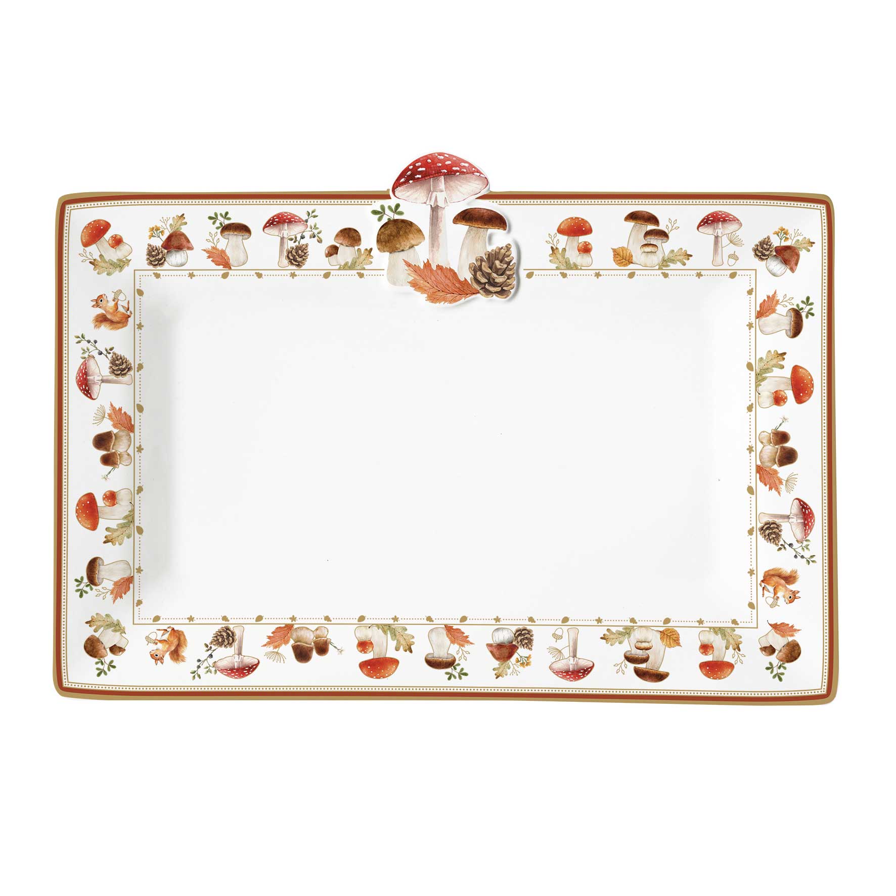 Tál Őszi porcelán kínáló tál gomba dekorral díszdobozban Autumn Breeze