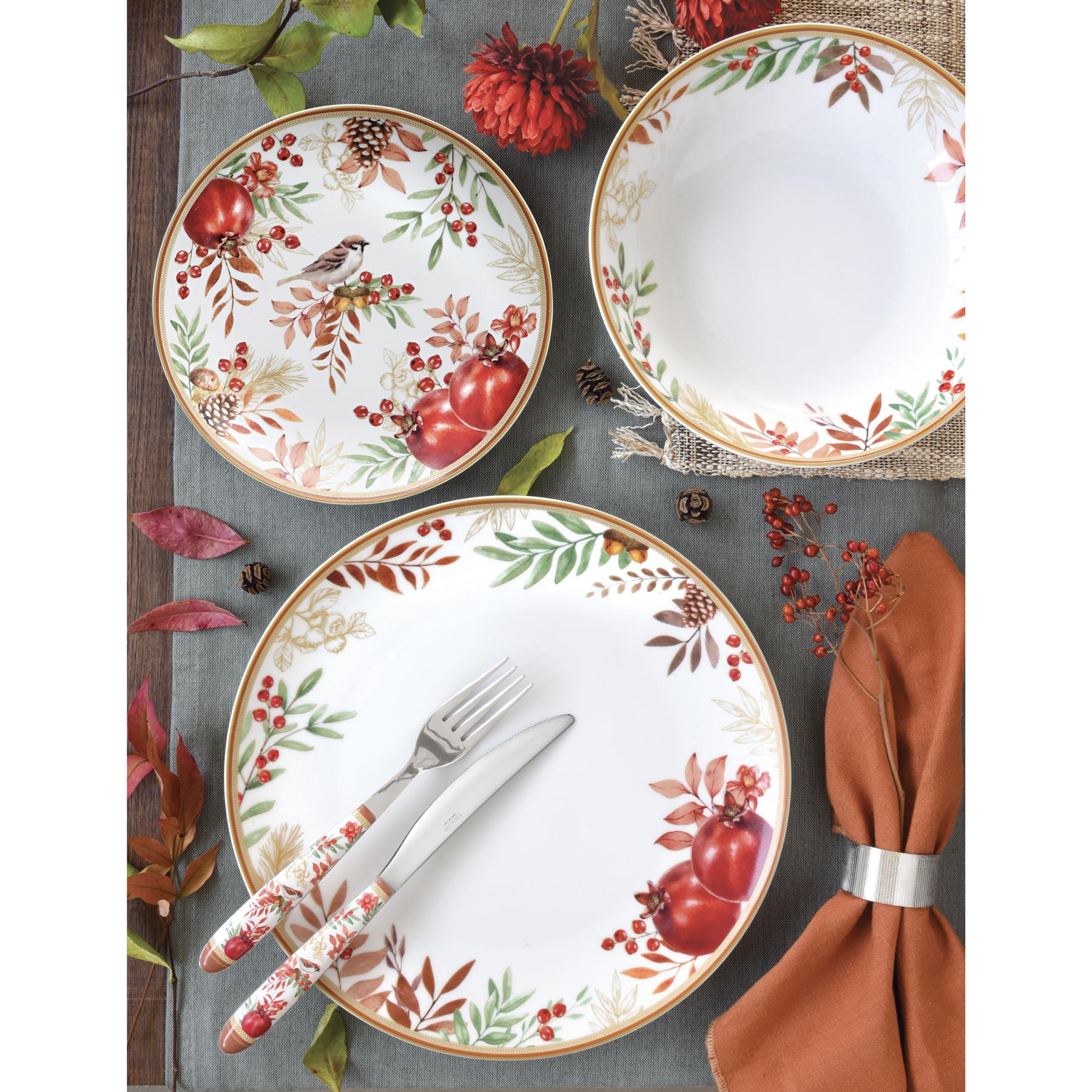 Tányér, étkészlet Őszi porcelán mélytányér Autumn Symphony