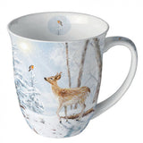 Bögre, csésze Őzikés Karácsonyi porcelán bögre Meeting in winterworld