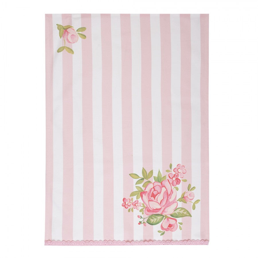 Konyharuha Pamut rózsás csíkos konyharuha 50X70 CM Sweet Roses SWR42-2
