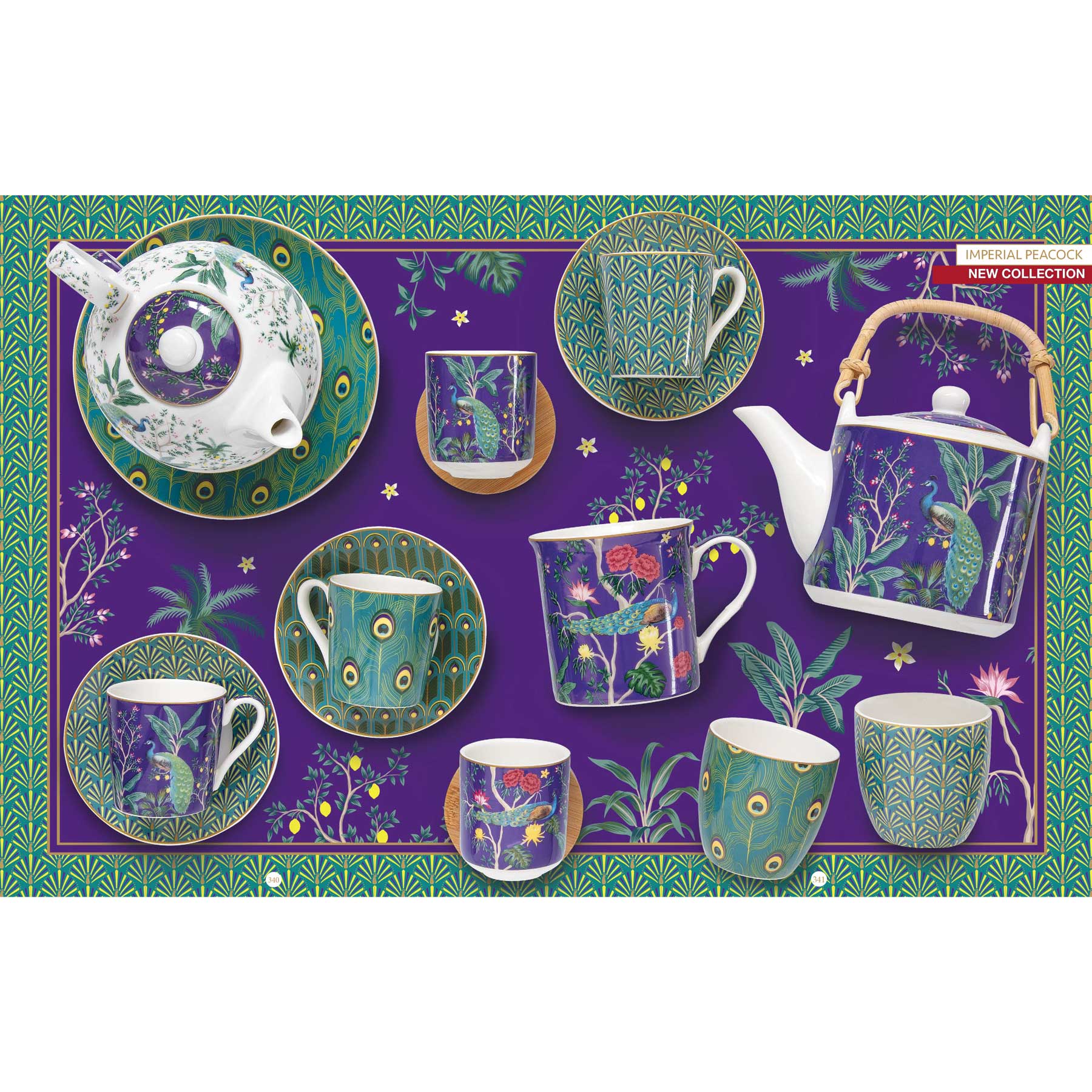 Bögre, csésze Páva mintás porcelán bögre szett 4 db-os Imperial Peacock Coffee Mania