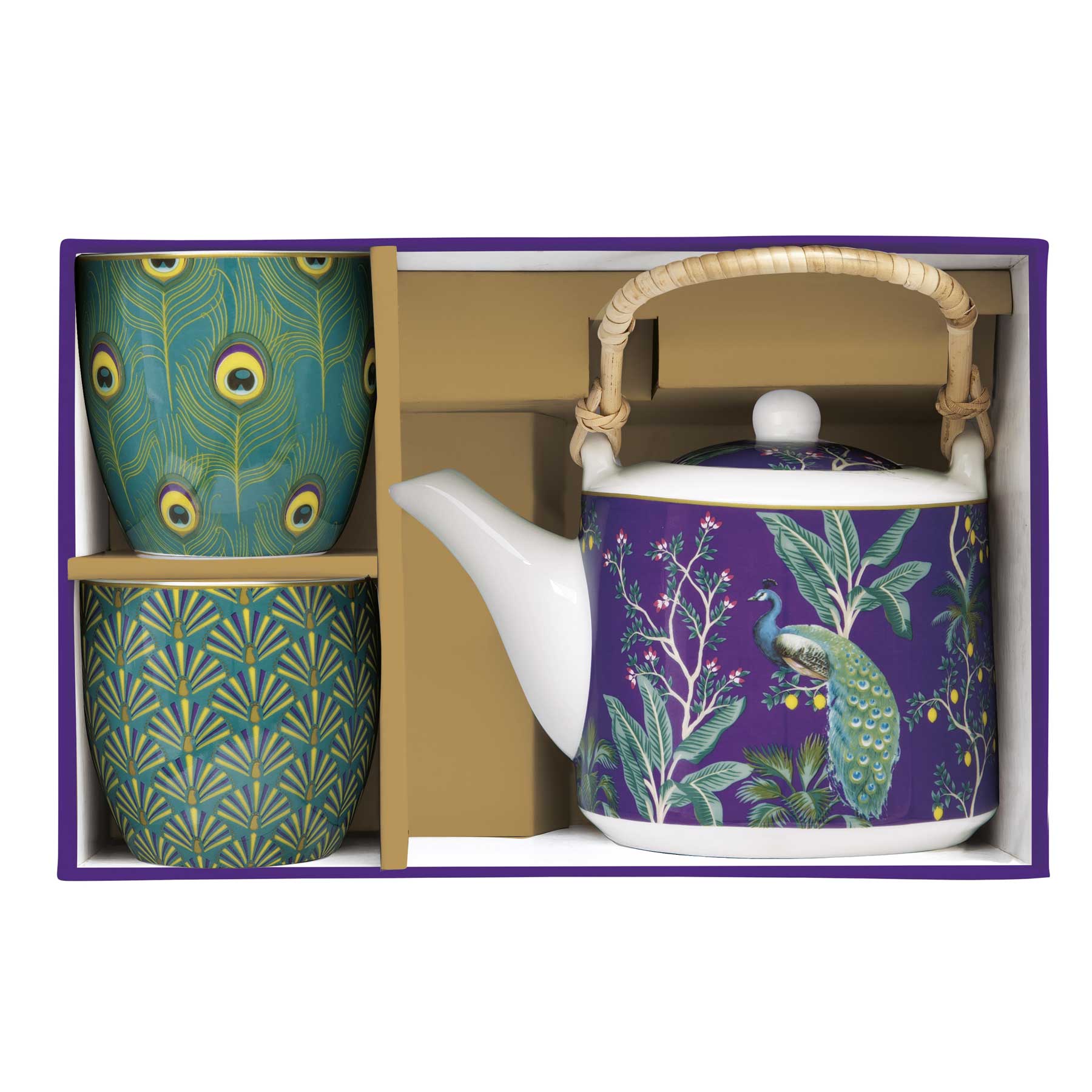 Bögre, csésze Páva mintás porcelán teáskanna szűrővel bögrével szett Imperial Peacock Coffee Mania