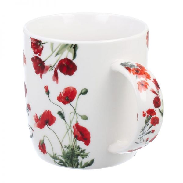 Pipacsos porcelán bögre – 400 ml – piros díszdobozos